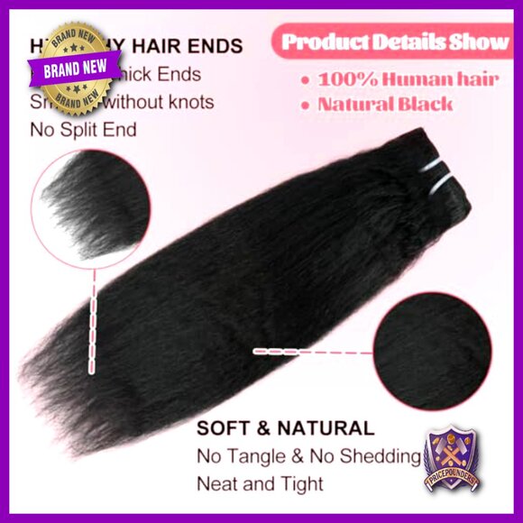 Kinky Straight Clip-In Human Hair Extensions 12 Inch 8 Pieces 110g main image 4